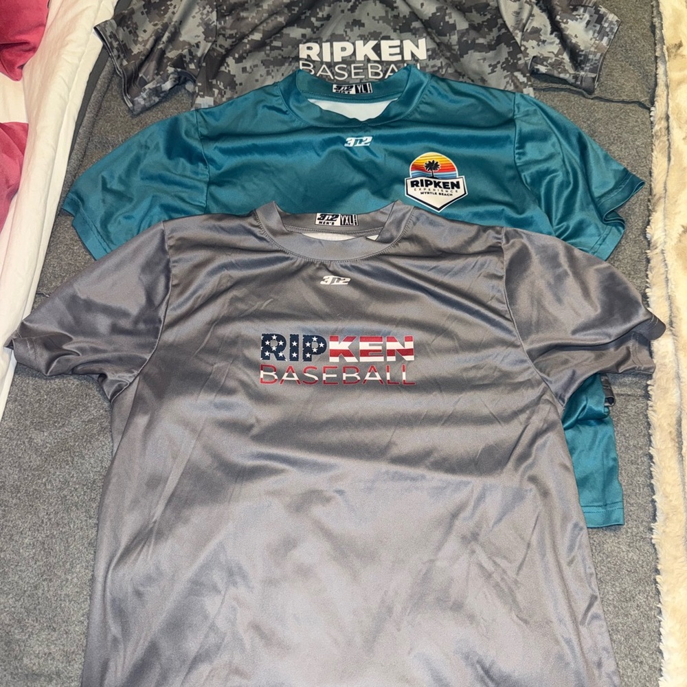 Ripken Baseball Youth Shirts - Gray, Teal, and Camouflage